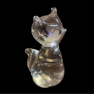 Vintage Clear Crystal Cat Figurine